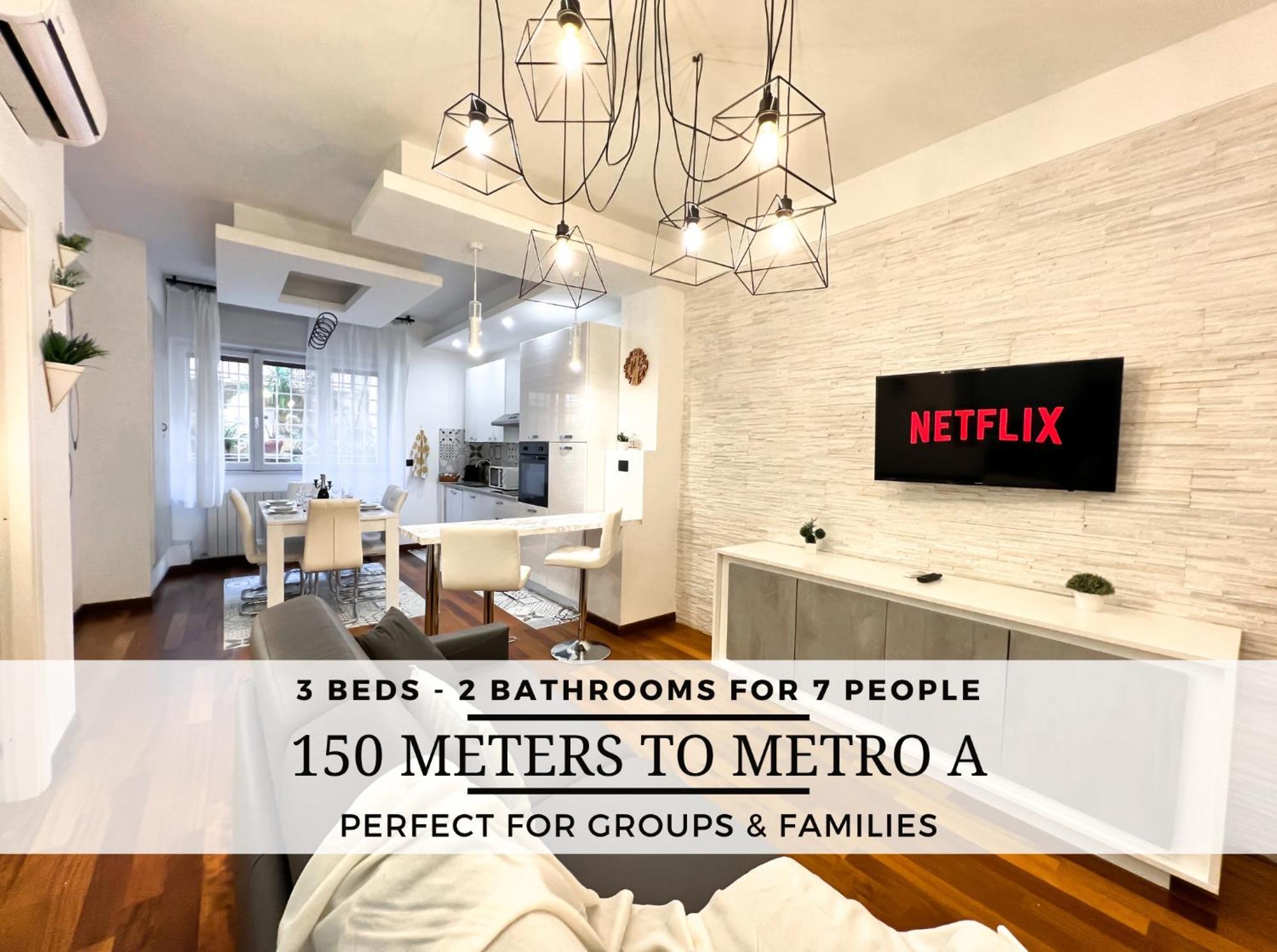 Unique House - 3 Bedrooms & 2 Bathrooms With 4 Beds - 100 Meters To The Metro A 로마 외부 사진